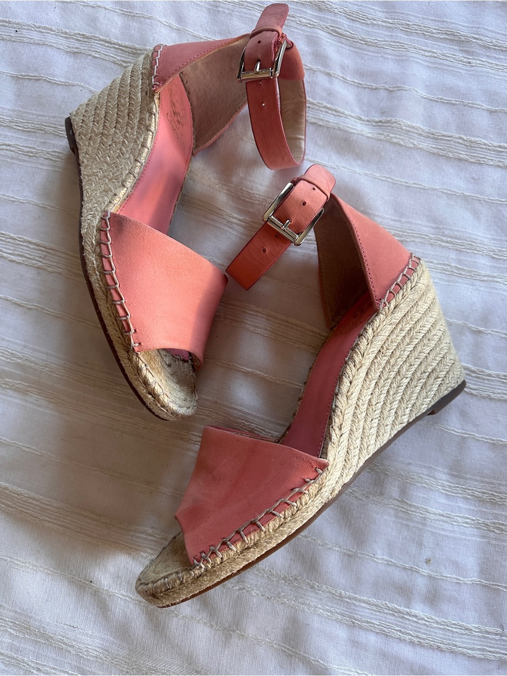 Vince Camuto Leera Espadrille Wedge Sandals Coral Pink